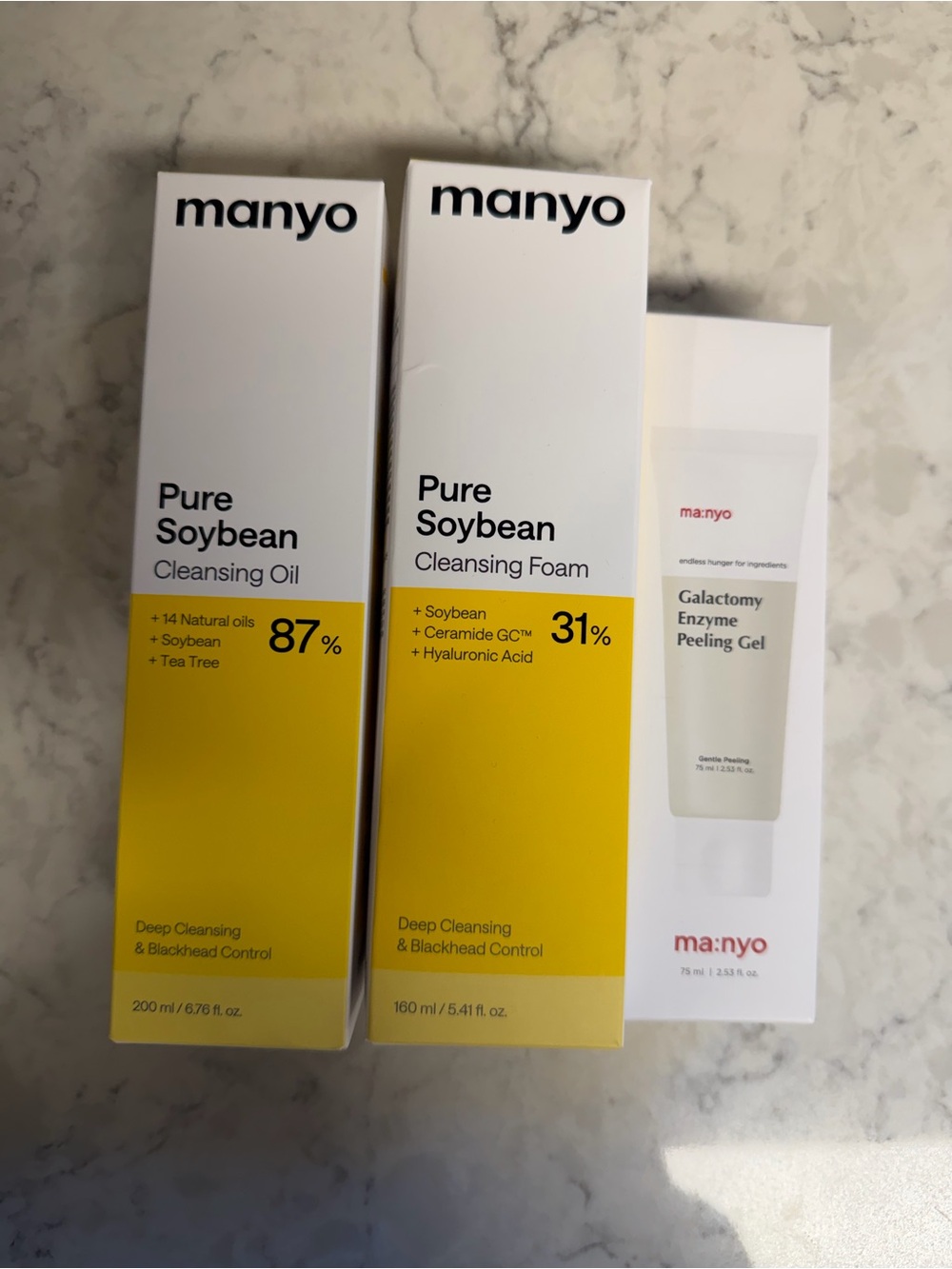 Manyo Pure Soybean Cleansing Oil, Foam, and Peeling Gel Set